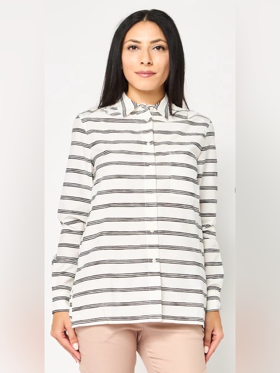 Lacoste Tops - NWOT Women’s Lacoste🐊Spread Collar Long Sleeve Striped Shirt Size 34 (US 2/4)
